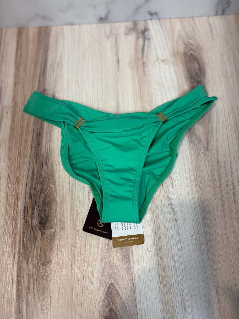 ViX Paula Hermanny Solid Bia Tube Brazilian Bikini Bottom Green Size M